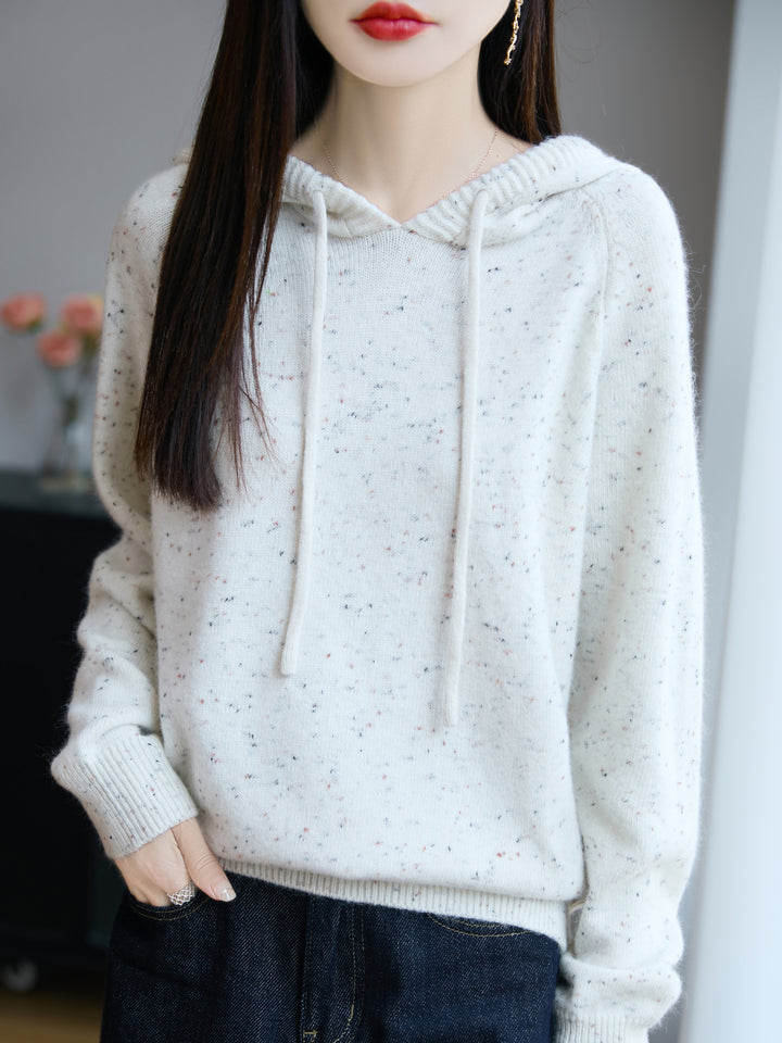 Damen Weicher Feinstrick-Kapuzenpullover mit Nep‑Garn und gerippten Bündchen Drune