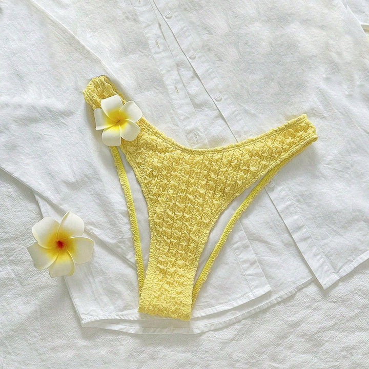 Damen Hochgeschnittenes Bikiniunterteil mit strukturierten Rüschen Drune