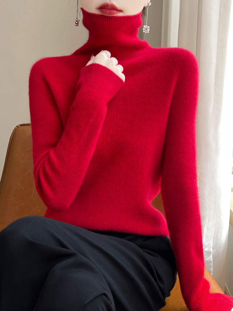 Damen Schmal geschnittener Feinstrick-Rollkragenpullover mit extrafeinem Flauschfinish Drune