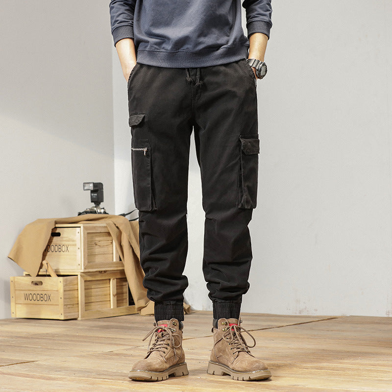 Herren Tapered-Cargo-Jogger aus robustem Canvas mit Utility-Taschen und Elastikbündchen Drune