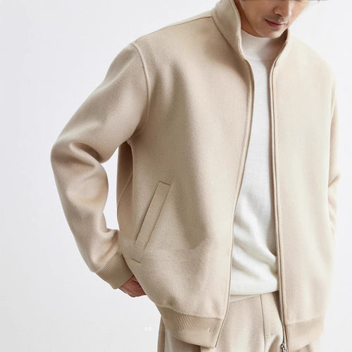 Herren Reißverschluss-Wollblouson mit Stehkragen Drune