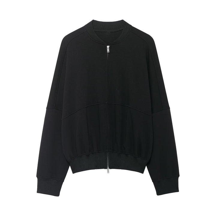 Damen Cropped-Boxy-Bomberjacke mit Zwei-Wege-Reißverschluss und elastischem Bund Drune