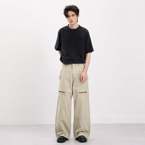 Herren Baggy-Cargohose im Workwear-Stil mit großen aufgesetzten Taschen und Zipper-Details Drune