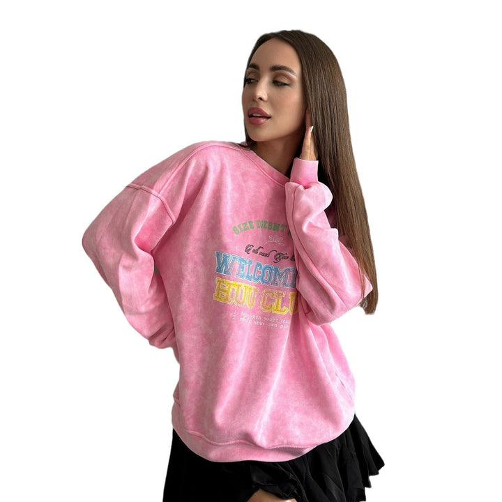 Damen lässiges Sweatshirt mit kreativem Schriftzug Drune