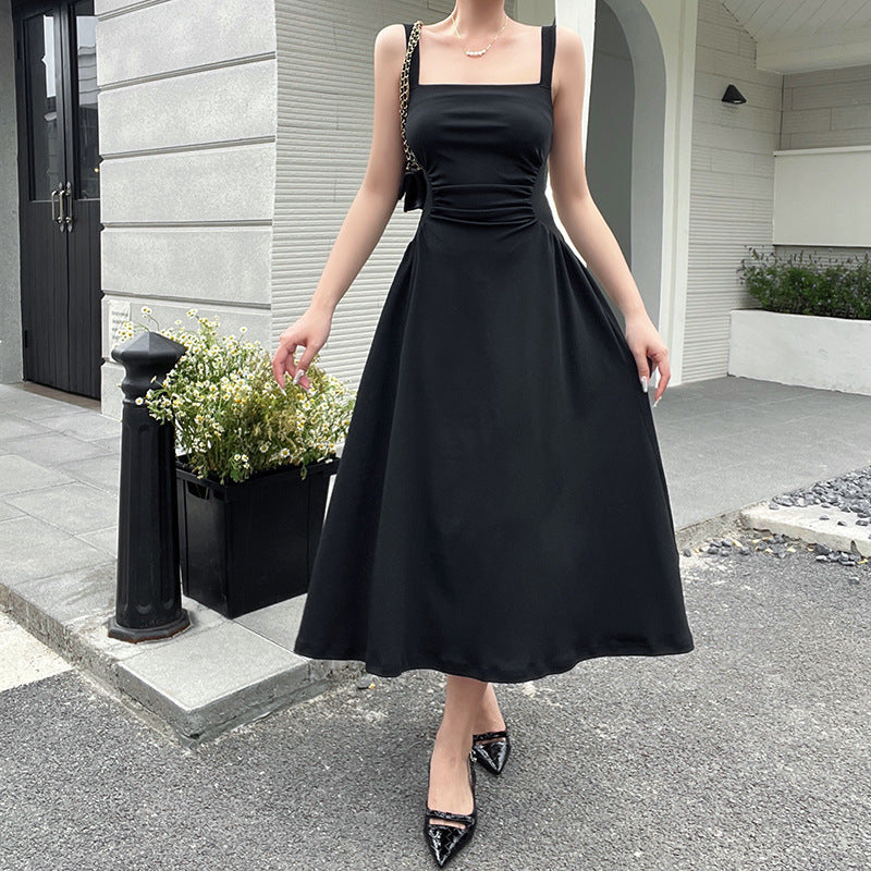 Damen Elegantes Spaghettiträger-Midikleid mit figurbetonter Silhouette und raffinierten Drapierungen Drune
