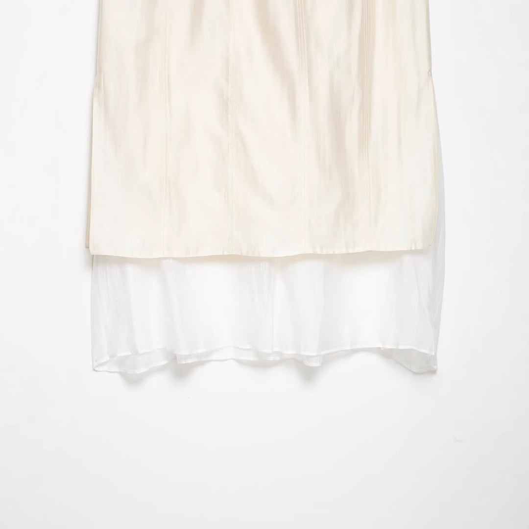 Damen Midirock mit Chiffon-Volant und leichtem Drape Drune