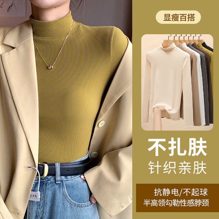 Damen Elegantes und figurbetontes Langarm-Rollkragenoberteil Drune