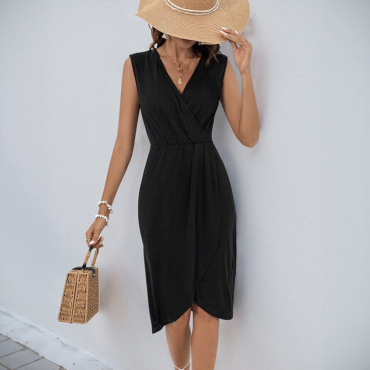 Damen Wickelkleid mit elegantem V-Ausschnitt und tailliertem Schnitt Drune
