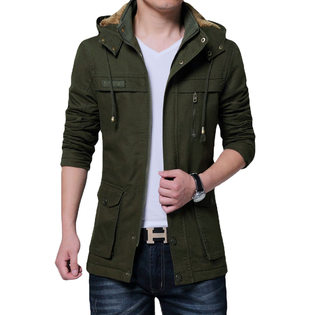 Herren Canvas‑Utility‑Parka mit Kapuze und Teddyfutter Drune