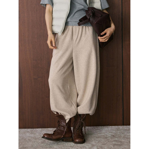 Damen Weite Woll-Culotte mit umgeschlagenem Kontrastsaum und elastischem Bund Drune