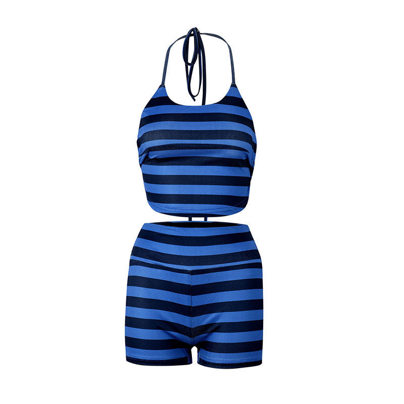 Damen Sportliches Bikini-Set mit trendigen Streifen und bequemem Schnitt Drune