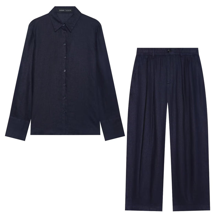 Damen Oversized Seidenimitat-Hemdbluse mit Kentkragen und Manschetten Drune