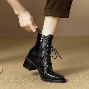 Damen Elegante Schnürstiefeletten mit Blockabsatz Drune