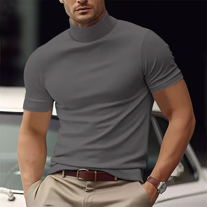 Herren Kurzarm Turtleneck T-Shirt Drune