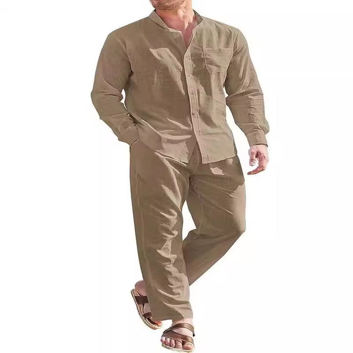 Herren elegantes Langarmhemd mit bequemer Hose Drune