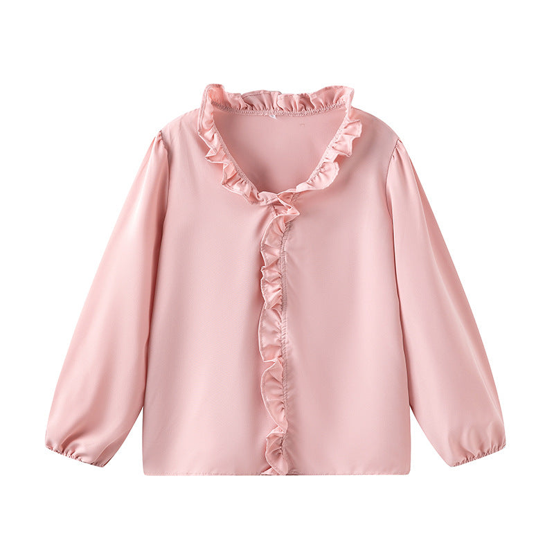 Damen Bluse mit Rüschendetails und elegantem Stehkragen Drune