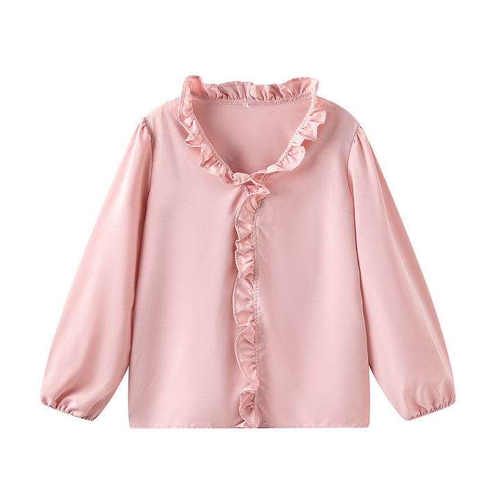 Damen Bluse mit Rüschendetails und elegantem Stehkragen Drune