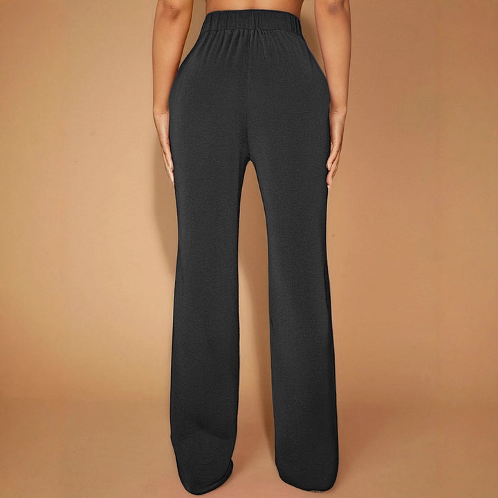 Damen Elegante Hochtaillierte Stoffhose mit diagonalen Nähte und dekorativem Gürtel Drune