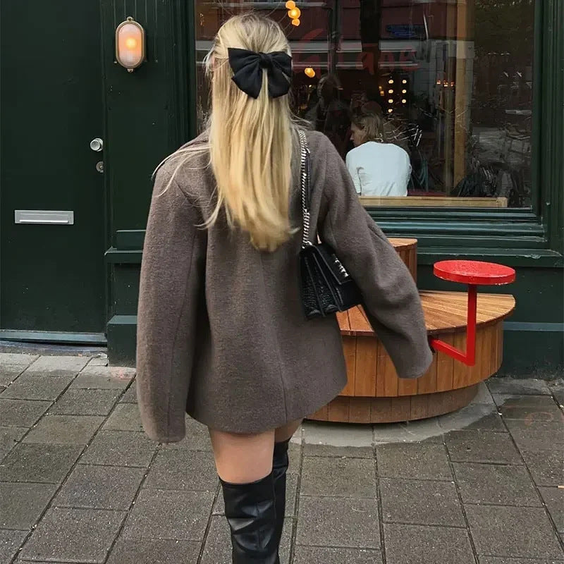 Damen Oversized Wollmantel Drune