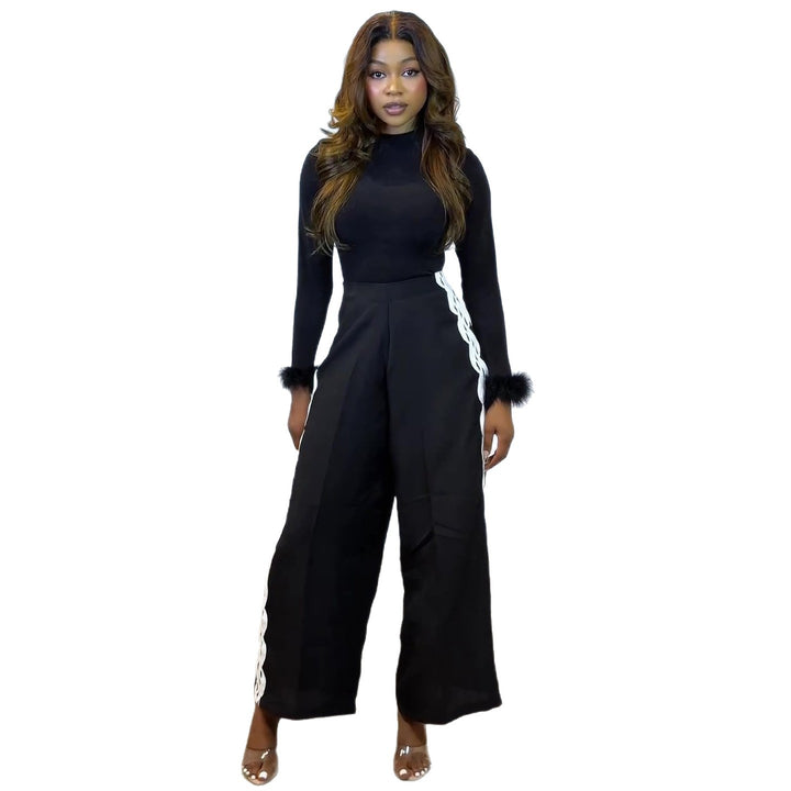 Damen Elegantes Set mit figurbetonendem Oberteil und weitem Hosenstil Drune