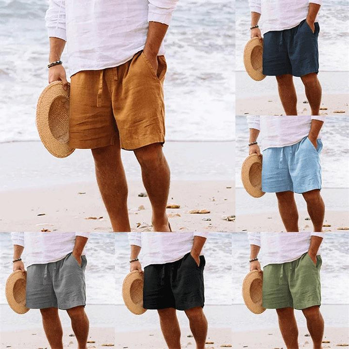 Herren nan lässige Reise-Bermuda mit Crinkle-Struktur, verstellbarem Tunnelzug und großvolumigen Einschubtaschen Drune