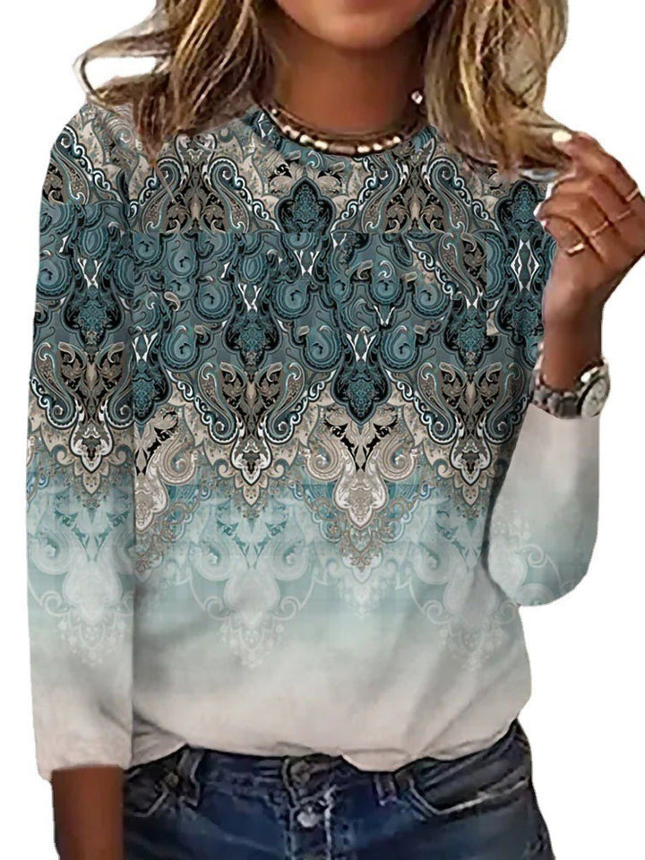 Damen Langärmeliges Oversize-Sweatshirt mit abstraktem Aquarell-Mosaikprint Drune