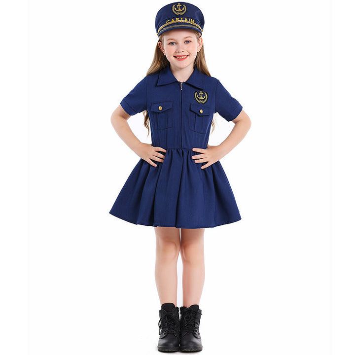 Mädchen Polizeikostüm mit Kleid und Mütze Drune