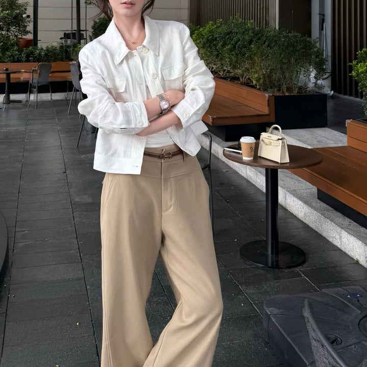 Damen Lässige und stilvolle Leinenjacke Drune