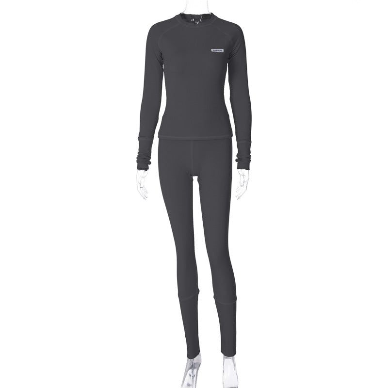 Damen Sportliches Funktions-Set mit langärmligem Oberteil und enganliegender Hose Drune