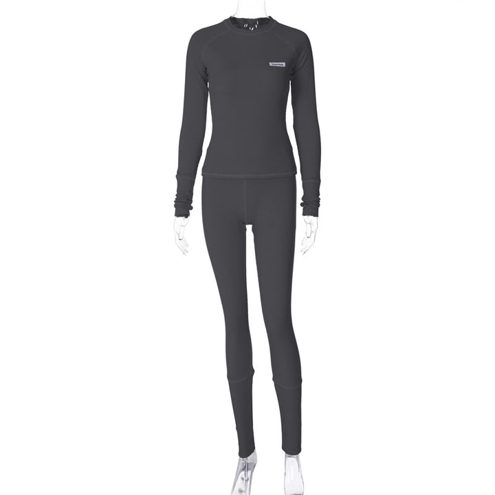 Damen Sportliches Funktions-Set mit langärmligem Oberteil und enganliegender Hose Drune
