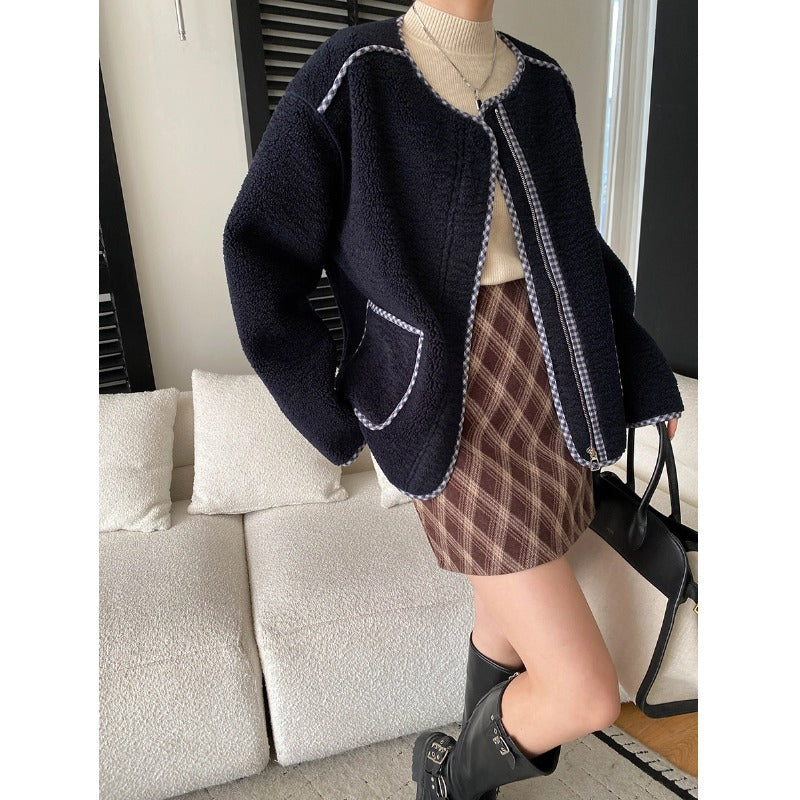 Damen Lässige Teddyjacke mit einzigartigen Details und praktischen Taschen Drune