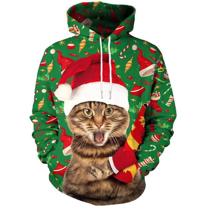 Damen Lustiger Kapuzenpullover mit weihnachtlichem DJ-Motiv Drune