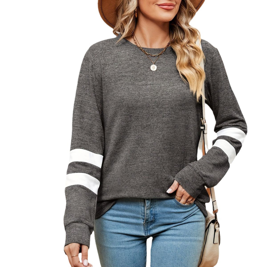 Damen sportliches Sweatshirt mit dekorativen Streifendetails Drune