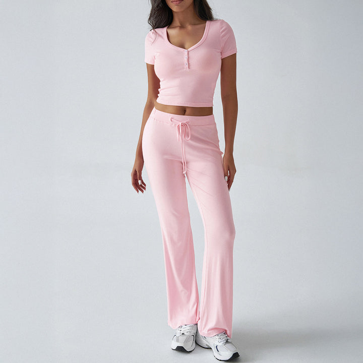 Damen Kombinations-Set mit cropped Oberteil und weiten Hosen Drune