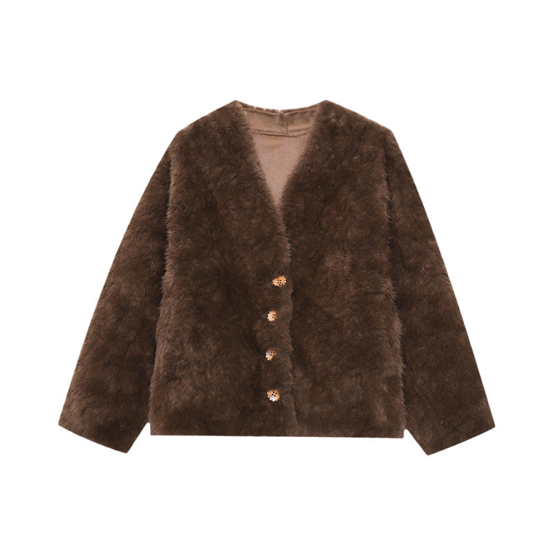 Damen gemütliche Fleecejacke mit knöpfbarem Design Drune