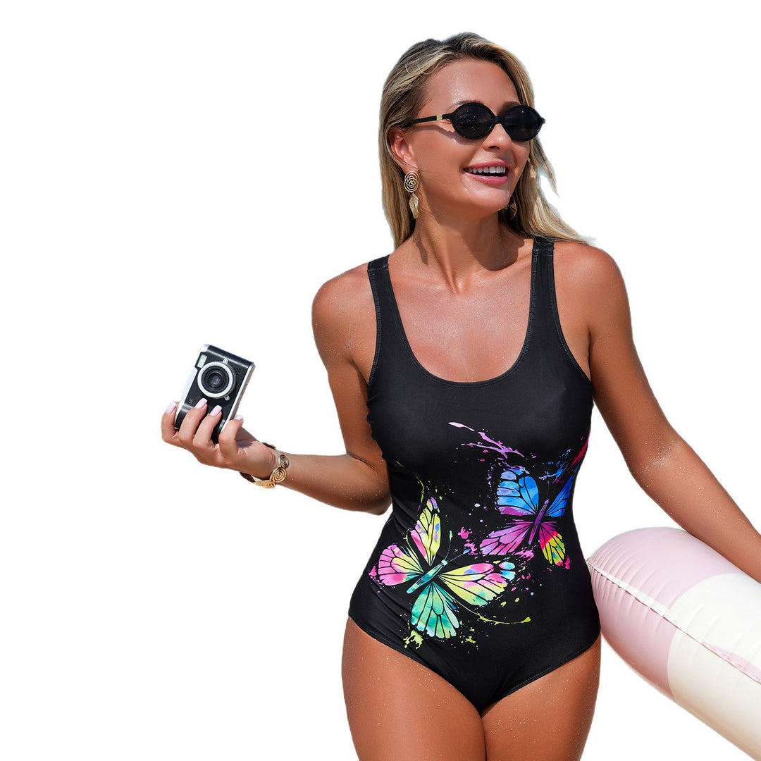 Damen Badeanzug mit buntem Schmetterlingsdruck Drune