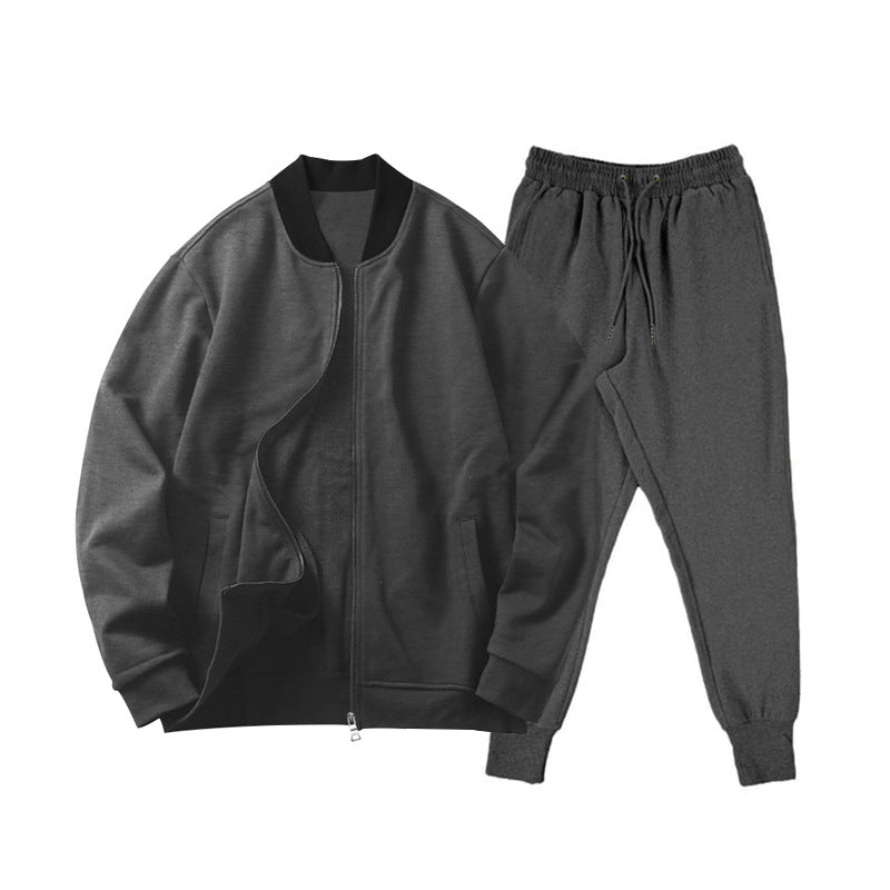 Herren nan locker geschnittenes Sweatset mit Reißverschluss-Bomberjacke und konisch zulaufender Jogginghose aus weichem Baumwollfleece Drune