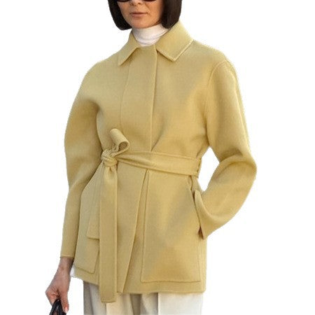 Damen Modische Oversized-Jacke mit Gürtel und hochgeschlossenem Kragen Drune