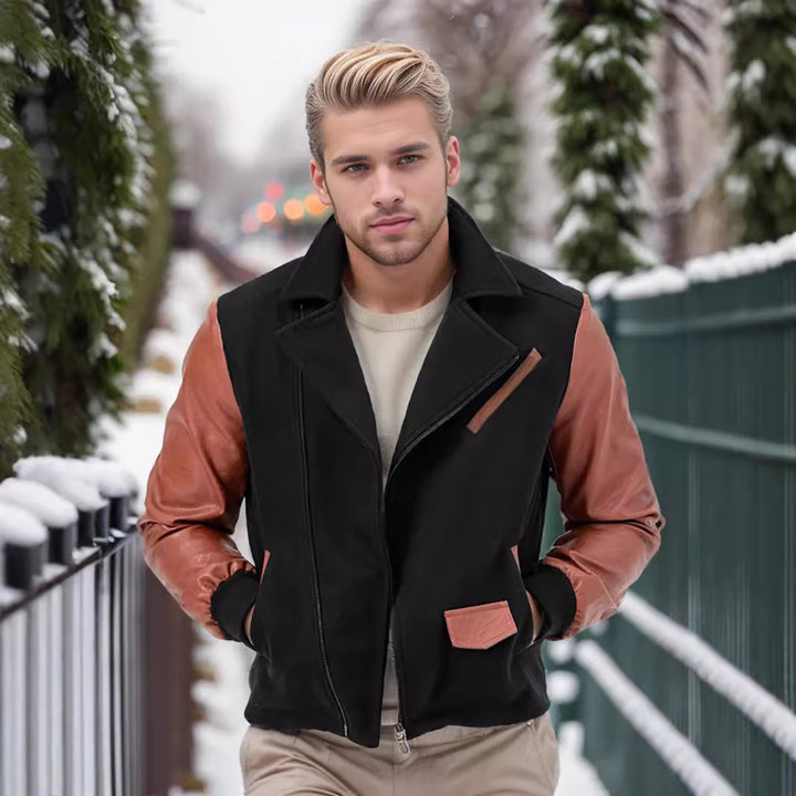Herren modische Fleece-Kombijacke mit Lederakzenten Drune