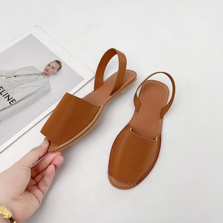 Damen Offene Slingback Sandalen aus hochwertigem Leder mit komfortablem Fußbett Drune