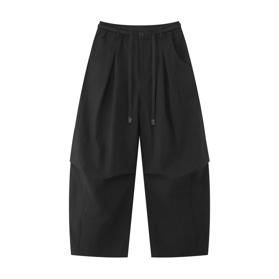 Damen Weite Culotte-Hose mit hohem Bund, Kellerfalten und Kordelzug Drune