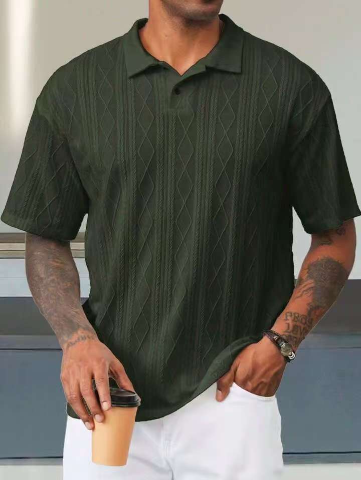 Herren Poloshirt mit strukturiertem Rautenmuster und atmungsaktiven Eigenschaften Drune
