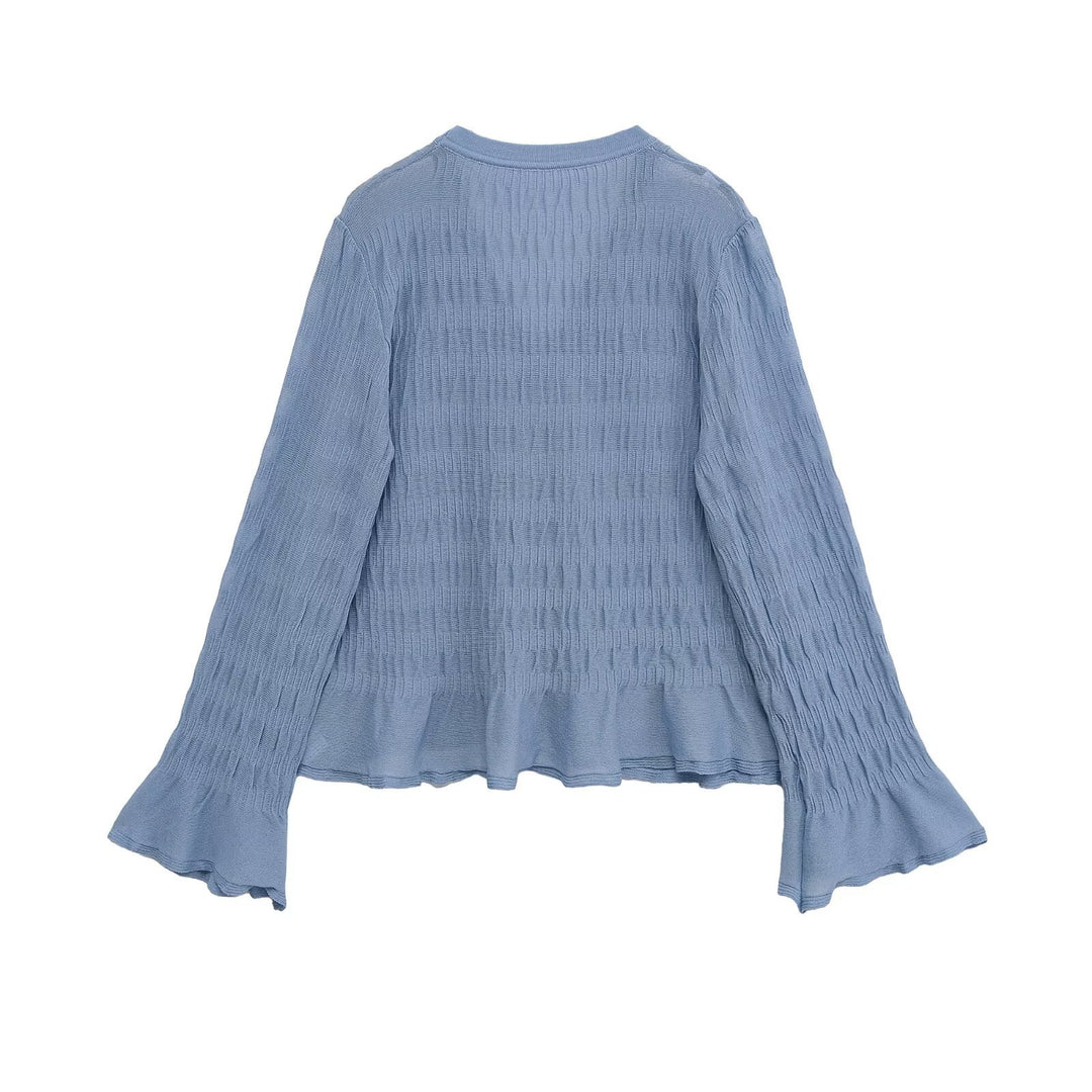 Damen elegante Strickjacke mit voluminösen Ärmeln Drune