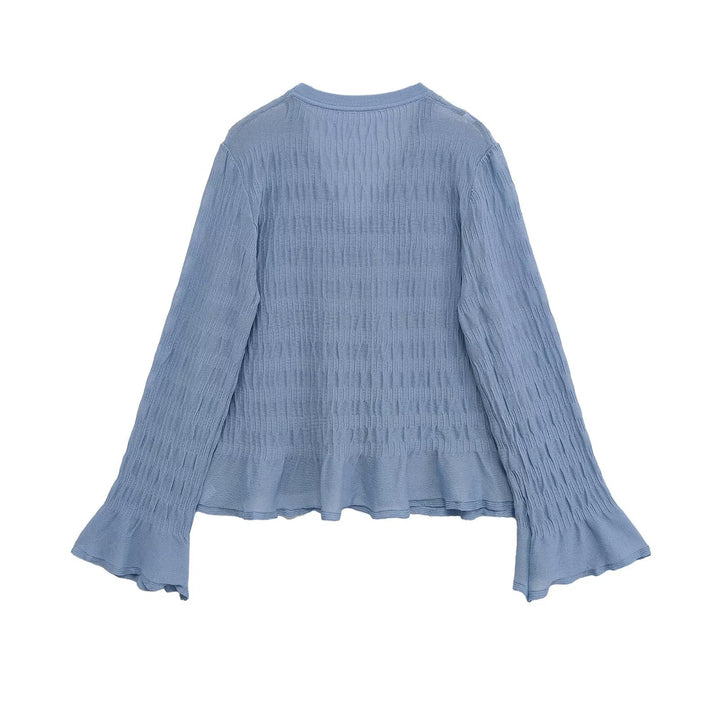 Damen elegante Strickjacke mit voluminösen Ärmeln Drune