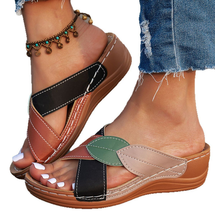 Damen Bequeme Sandalen mit kreativem Blattdesign und gepolsterter Innensohle Drune