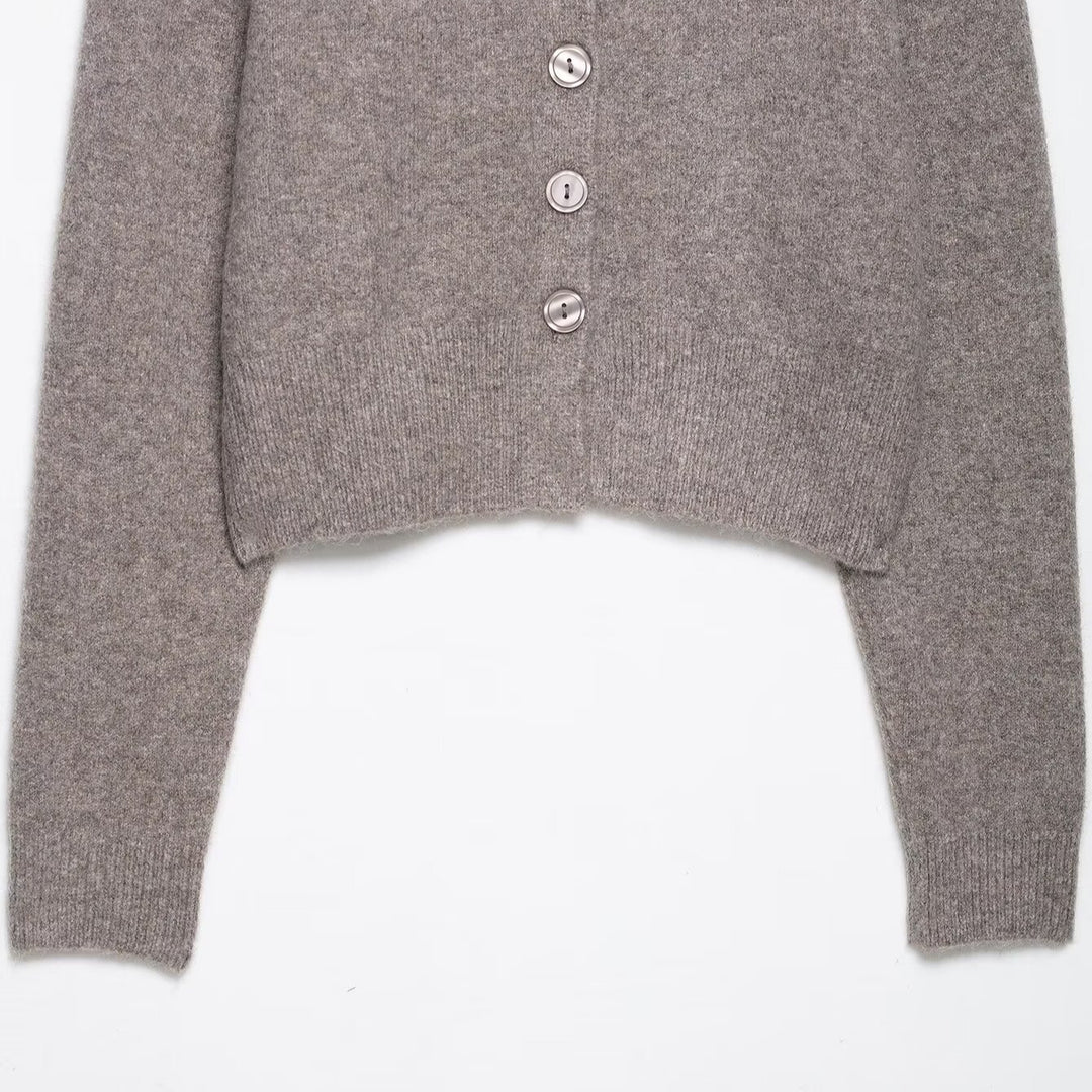 Damen Kurzstrickjacke mit Knopfdetails Drune