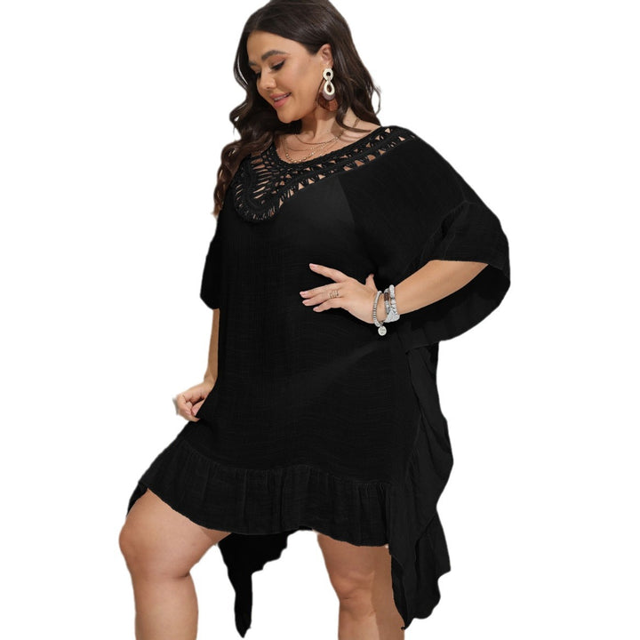 Damen luftiger Strandponcho mit gehäkeltem Ausschnitt Drune