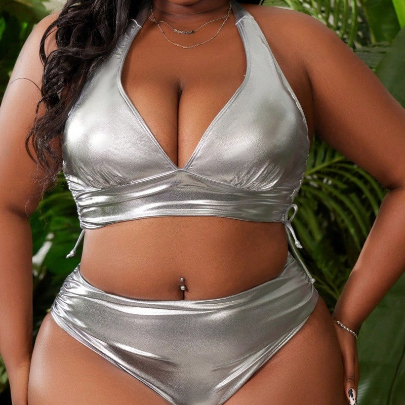 Damen Metallic Bikini mit hochgeschnittenem Höschen Drune