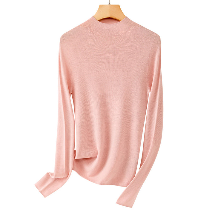Damen Feinstrick-Longsleeve mit kurzem Stehkragen und schlanker Silhouette Drune
