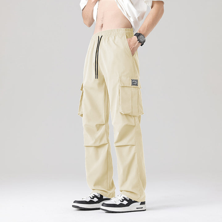 Herren Multifunktionale Cargo-Loungehose mit elastischem Tunnelzugbund, Mehrfachtaschen & verstellbarem Beinabschluss Drune